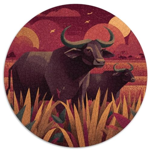 Büffel-Illustration Rätsel Für Erwachsene || 1000pcs (67.5x67.5cm) Puzzles Lernspiele Home Decor von kaiyun