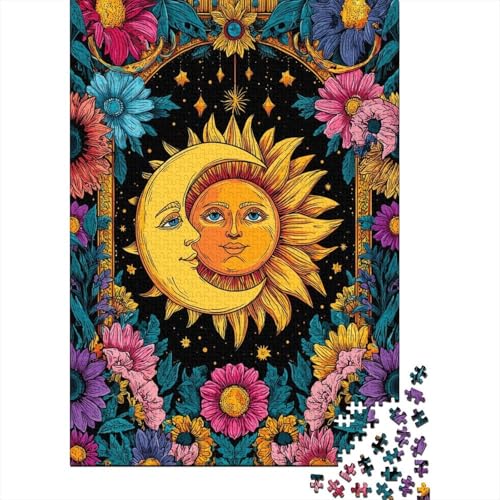 Bunter Mond und SunPuzzle 1000 Teile, Lernspiel, Unmöglich Blume Embellishment, Anspruchsvolles Spielzeug Für Erwachsene Und Kinder Ab 14 Jahren 38x26cm/1000pcs von kaiyun
