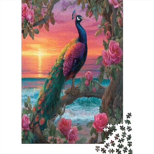 Bunter Pfau 70x50cm/1000pcs Erwachsenenpuzzle - Rosa Rose DIY-Puzzlespielzeug von kaiyun