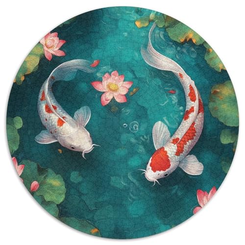 Carp in - Pink Lotus and Green Leaves Rätsel Für Erwachsene || Familienspaß-Puzzles 1000pcs (67.5x67.5cm) von kaiyun
