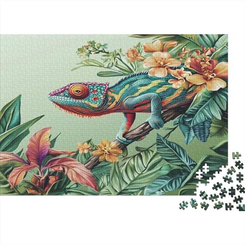 Chamäleon 1000pcs (75x50cm) Puzzle, Lernspiel Impossible Tropische Pflanzen Herausforderungsspielzeug Für Erwachsene Teenager von kaiyun
