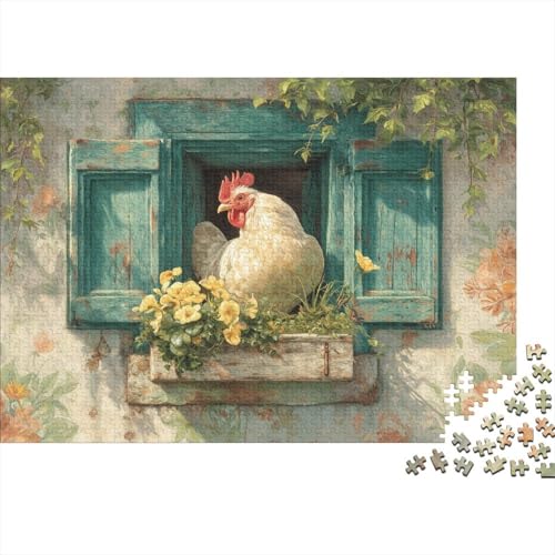 Chicks on The Fenster 1000pcs (75x50cm) Schwer Puzzle Lernspiel Impossible Blumenkasten aus Holz Herausforderung Spielzeug Für Erwachsene Kinder von kaiyun