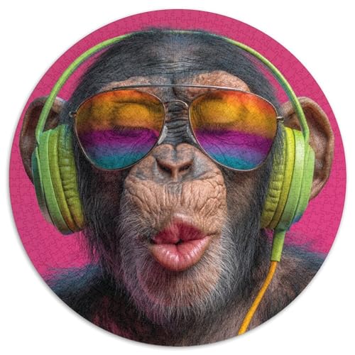 Chimpanzee Wearing Kopfhörer and Sunglasses 1000pcs (67.5x67.5cm) Puzzle, Lernspiel Impossible Herausforderungsspielzeug Für Erwachsene Teenager von kaiyun