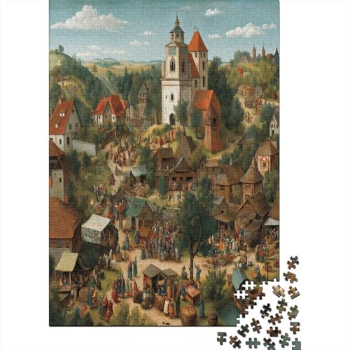 Christliches Dorf 38x26cm/1000pcs Puzzle, Lernspiel Impossible Feste feiern Herausforderungsspielzeug Für Erwachsene Teenager von kaiyun