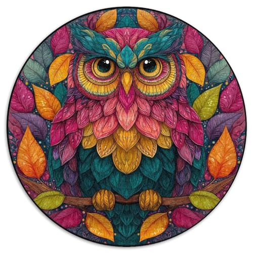 Colorful Eule,Circular Pattern Gemusterte Nachhaltige Für Erwachsene Hochwertige Holzspielpuzzles 1000pcs (67.5x67.5cm) von kaiyun