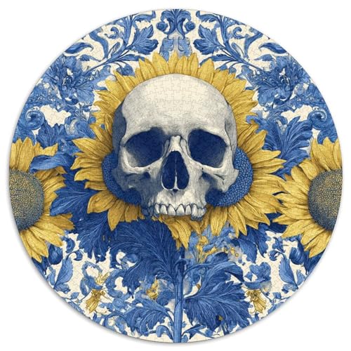 Colorful Totenkopfs and SunBlumen1000 Teile: Unmögliches Puzzle Für Erwachsene, Spiele, Geschenke, Kinder, Herausforderungs1000pcs (67.5x67.5cm) von kaiyun