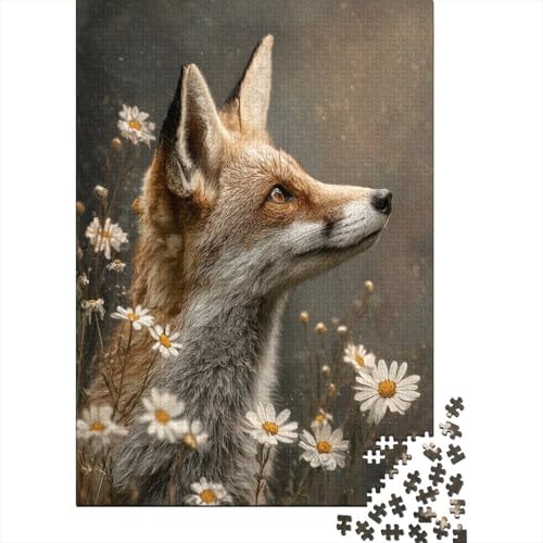 Cute FOchse Profile with Daisies1000 Teile: Unmögliches Puzzle Für Erwachsene, Spiele, Geschenke, Kinder, Herausforderungs70x50cm/1000pcs von kaiyun
