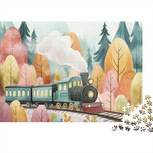 Cute Zug on The Tracks 1000pcs (75x50cm) Schwer Puzzle Lernspiel Impossible Farbeful Wald Herausforderung Spielzeug Für Erwachsene Kinder von kaiyun