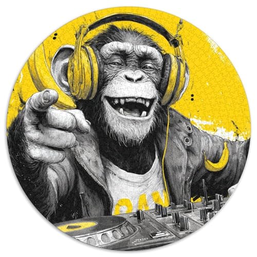 DJ Monkey Wearing Banana Kopfhörer,Rätsel Für Erwachsene 1000pcs (67.5x67.5cm),Herausforderungsspiele von kaiyun