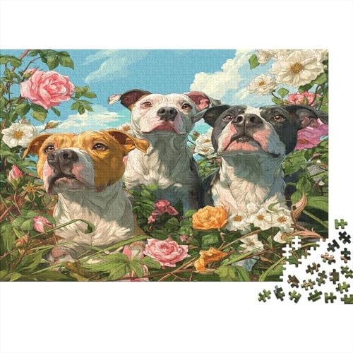 DREI Welpen Rätsel Für Erwachsene |Rosengarten| 1000pcs (75x50cm) Puzzles Lernspiele Home Decor von kaiyun