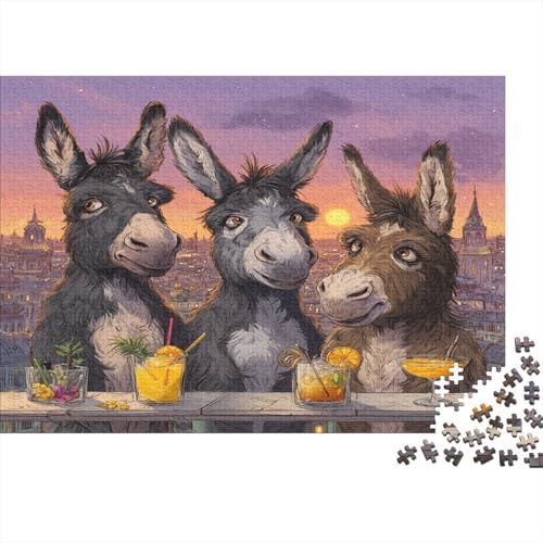 DREI lebhafte Esel an der Dachterrassenbar Rätsel Für Erwachsene || 1000pcs (75x50cm) Puzzles Lernspiele Home Decor von kaiyun