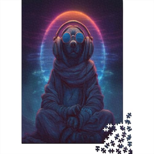 Dackel mit Kopfhörern Puzzle 1000 Teile Für Erwachsene, Lernspiele, Heimdekoration38x26cm/1000pcs von kaiyun