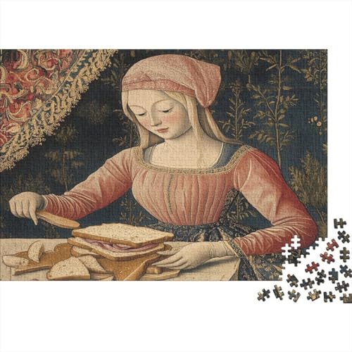 Dame Macht EIN Sandwich 1000pcs (75x50cm) Schwer Puzzle Lernspiel Impossible Bayeux-Stil Herausforderung Spielzeug Für Erwachsene Kinder von kaiyun