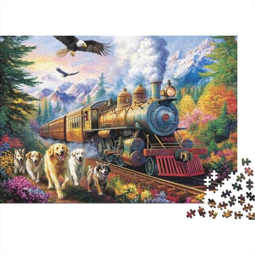 Dampfzug 1000pcs (75x50cm) Puzzle, Lernspiel Impossible Hund Adler Herausforderungsspielzeug Für Erwachsene Teenager von kaiyun