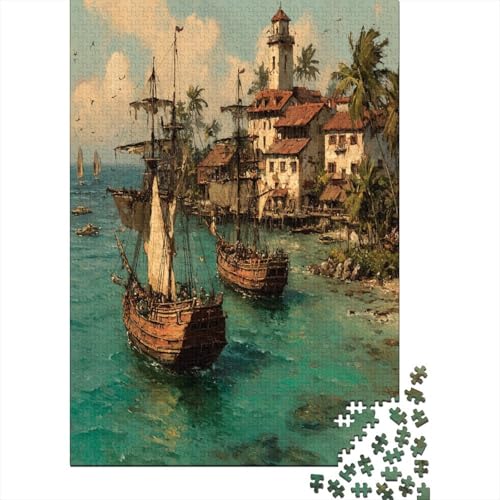 Das Goldene Zeitalter der Piraten, sicherer Hafen 38x26cm/1000pcs Puzzle, Lernspiel Impossible Herausforderungsspielzeug Für Erwachsene Teenager von kaiyun