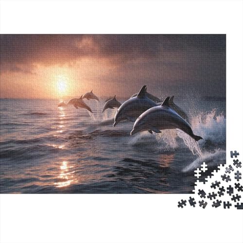 Delphine springen aus dem Meer 1000pcs (75x50cm) Schwer Puzzle Lernspiel Impossible Colorful Sonnenuntergang Herausforderung Spielzeug Für Erwachsene Kinder von kaiyun