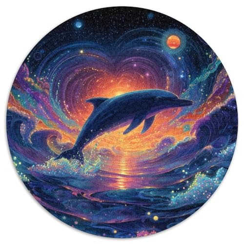 Delphine springen aus glitzernden Wellen,Universum,1000pcs (67.5x67.5cm),DIY-Puzzle Für Erwachsene von kaiyun