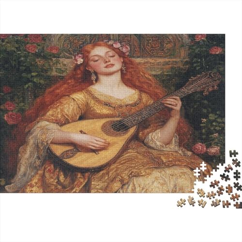 Die anmutige Frau spielt Pipa 1000pcs (75x50cm) Schwer Puzzle Lernspiel Impossible Rosenbusch Herausforderung Spielzeug Für Erwachsene Kinder von kaiyun