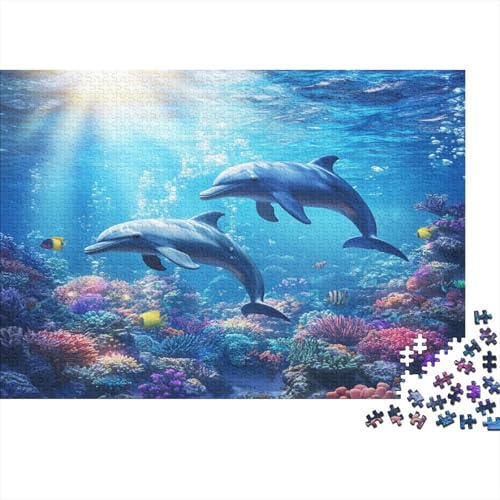 Dolphin and Korallenriff 1000pcs (75x50cm) Puzzle, Lernspiel Impossible Meereshintergrund Herausforderungsspielzeug Für Erwachsene Teenager von kaiyun