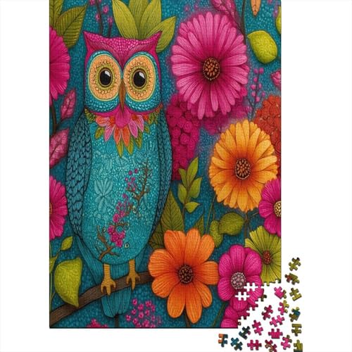 Doodle-Kunst: Eule und Blumen 38x26cm/1000pcs Schwer Puzzle Lernspiel Impossible Herausforderung Spielzeug Für Erwachsene Kinder von kaiyun