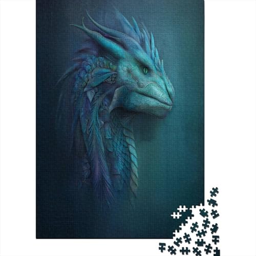 Drache,Rätsel Für Erwachsene 38x26cm/1000pcs,Herausforderungsspiele Indigo und Türkis von kaiyun