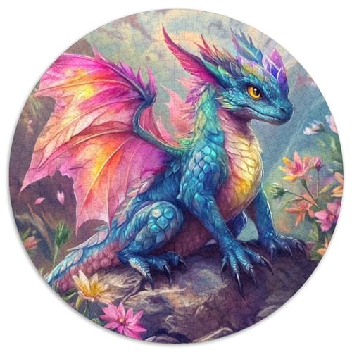 Drache 1000pcs (67.5x67.5cm) Erwachsenenpuzzle - Rainbow Colored Fur DIY-Puzzlespielzeug von kaiyun