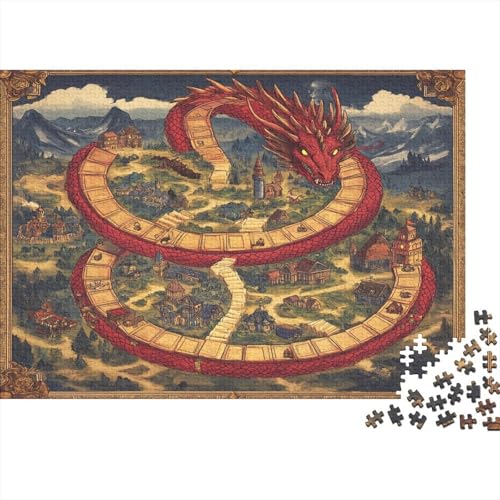 Drache 1000pcs (75x50cm) Schwer Puzzle Lernspiel Impossible Mittelalterliche Elemente Herausforderung Spielzeug Für Erwachsene Kinder von kaiyun