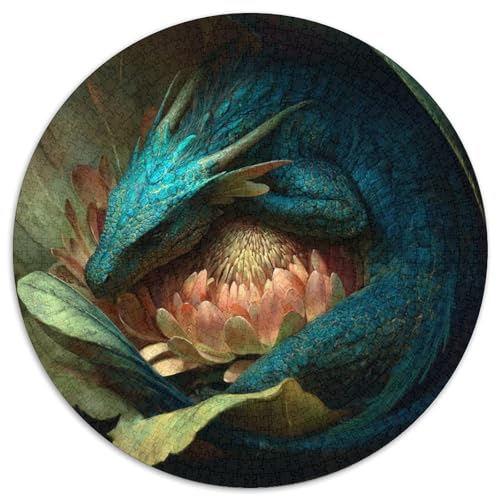 Drache Curled Up in The Flower 1000pcs (67.5x67.5cm) Puzzle, Lernspiel Impossible Herausforderungsspielzeug Für Erwachsene Teenager von kaiyun