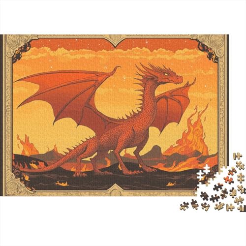 Drache Rätsel Für Erwachsene |Vintage-Strichzeichnung| 1000pcs (75x50cm) Puzzles Lernspiele Home Decor von kaiyun