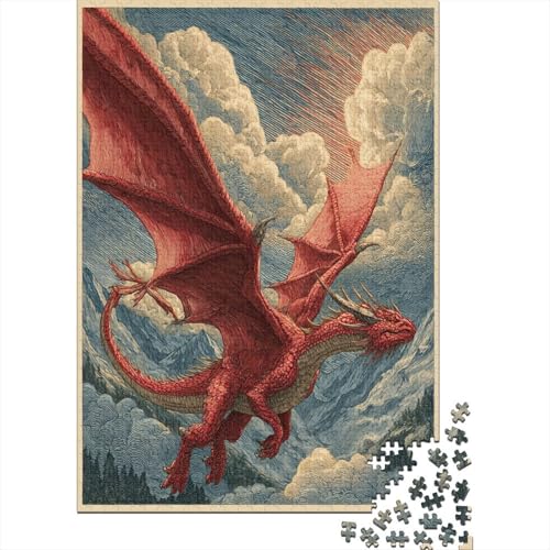 Drache schwebt am Himmel Puzzle 1000 Teile Für Erwachsene, Lernspiele, Heimdekoration38x26cm/1000pcs von kaiyun