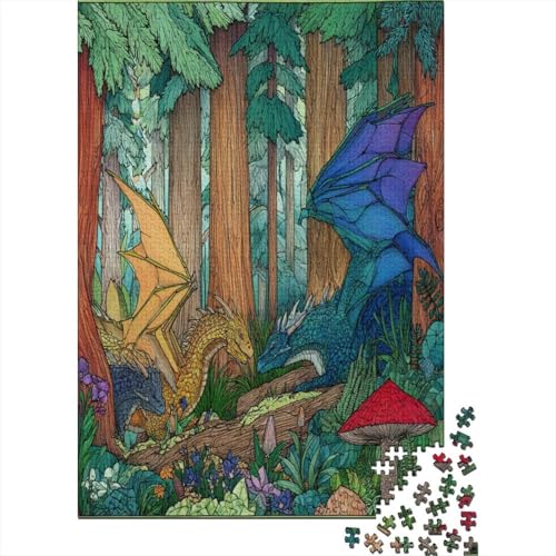 Draches Playing in The Wald 70x50cm/1000pcs Schwer Puzzle Lernspiel Impossible Herausforderung Spielzeug Für Erwachsene Kinder von kaiyun