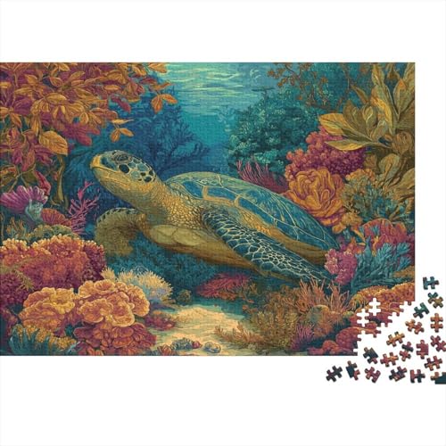 Dunkelgrüne Schildkröte 1000pcs (75x50cm) Puzzle, Lernspiel Impossible Tiefblauer Meeresgrund Herausforderungsspielzeug Für Erwachsene Teenager von kaiyun