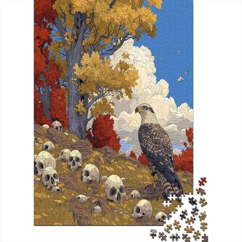 EIN Adler thront auf dem Boden, Totenkopf, HerbstwaldPuzzle 1000 Teile Für Erwachsene, Lernspiele70x50cm/1000pcs von kaiyun