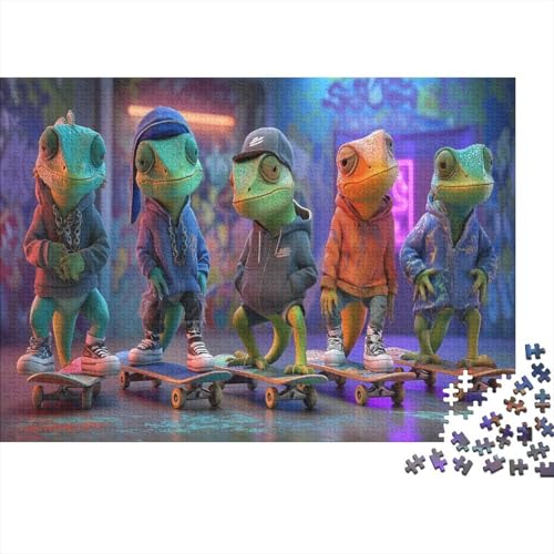 Eidechse stampft auf Skateboards,Rätsel Für Erwachsene 1000pcs (75x50cm),Herausforderungsspiele Junge Atmosphäre von kaiyun