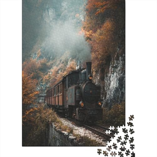 Eine historische Dampfeisenbahn Herbstfarben Puzzle 1000 Teile Für Erwachsene, Lernspiele, Heimdekoration38x26cm/1000pcs von kaiyun