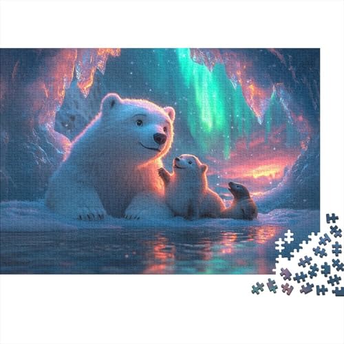 Eisbär 1000pcs (75x50cm) Schwer Puzzle Lernspiel Impossible Aurora Herausforderung Spielzeug Für Erwachsene Kinder von kaiyun