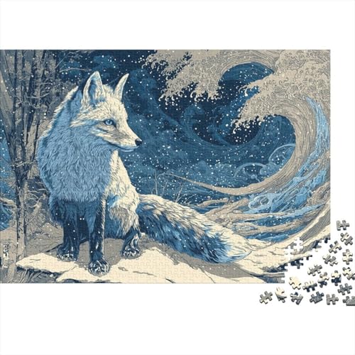 Eisfuchs, Fliegende Schneeflocken, Waldhintergrund 1000pcs (75x50cm) Puzzles, Die Für Erwachsene Und Personen Ab 14 Jahren Geeignet Sind von kaiyun
