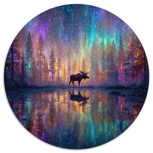 Elch im Wald 1000pcs (67.5x67.5cm) Schwer Puzzle Lernspiel Impossible Regenbogen Aurora Herausforderung Spielzeug Für Erwachsene Kinder von kaiyun