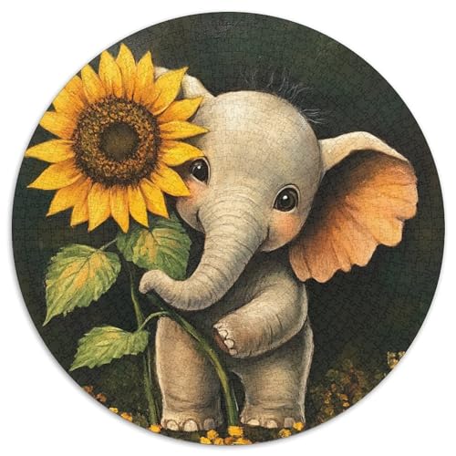 Elefant,Bright Sonneflower Gemusterte Nachhaltige Für Erwachsene Hochwertige Holzspielpuzzles 1000pcs (67.5x67.5cm) von kaiyun