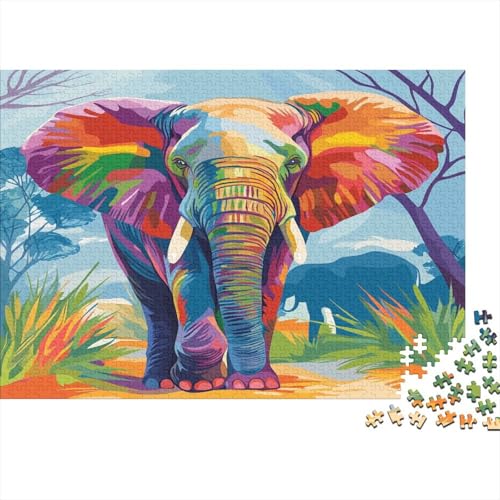 Elefant,Rätsel Für Erwachsene 1000pcs (75x50cm),Herausforderungsspiele Farbe Illustration von kaiyun