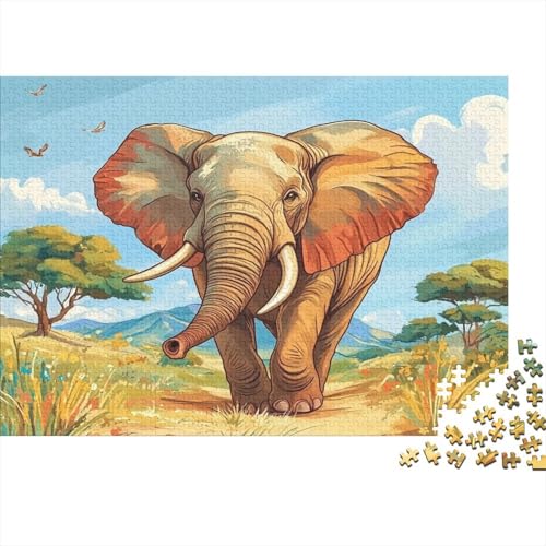 Elefant 1000pcs (75x50cm) Puzzle, Lernspiel Impossible Savanne (Vorderansicht) Herausforderungsspielzeug Für Erwachsene Teenager von kaiyun