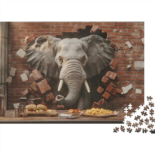 Elefant 1000pcs (75x50cm) Puzzles, Die Für Erwachsene Und Personen Ab 14 Jahren Geeignet Sind Zerbrochene purpurrote Ziegelmauer von kaiyun