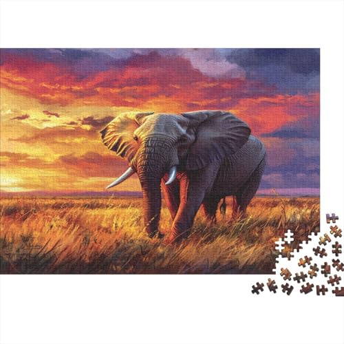 Elefant 1000pcs (75x50cm) Schwer Puzzle Lernspiel Impossible Farbeful Sonneset Herausforderung Spielzeug Für Erwachsene Kinder von kaiyun