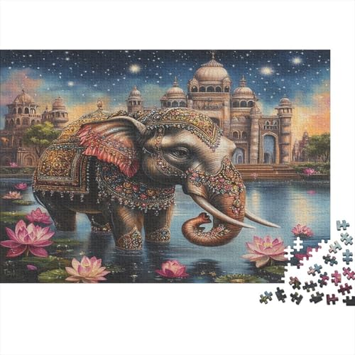 Elefant Puzzle 1000pcs (75x50cm) Erwachsene A Gorgeous Palace Lotus Blumen Puzzle,Home Decor von kaiyun
