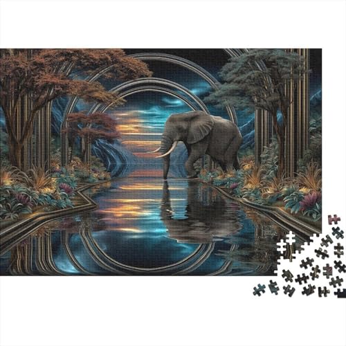 Elefant vor parallelen Spiegeln 1000pcs (75x50cm) Puzzles, Die Für Erwachsene Und Personen Ab 14 Jahren Geeignet Sind von kaiyun