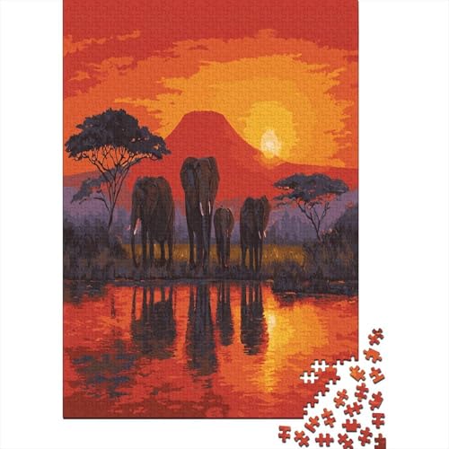 Elefanten Stehen bei Sonnenuntergang an einem Fluss vor afrikanischen Bergen 38x26cm/1000pcs Erwachsenenpuzzle - DIY-Puzzlespielzeug Elefanten Stehen bei Sonnenuntergang an einem Fluss vor afrikanischen Bergen 38x26cm/1000pcs Erwachsenenpuzzle - DIY-Puzzlespielzeug von kaiyun