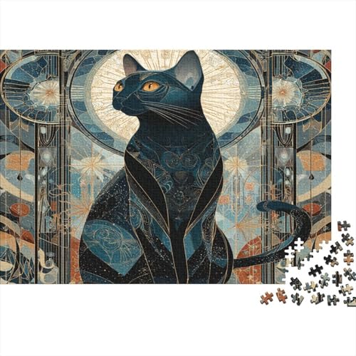 Elegante Schwarze Katze 1000pcs (75x50cm) Puzzles, Die Für Erwachsene Und Personen Ab 14 Jahren Geeignet Sind Geometrisches Muster von kaiyun