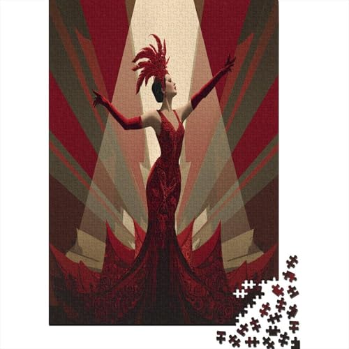 Elegantes Showgirl in wunderschönem roten Kleid Puzzle 1000 Teile Für Erwachsene, Lernspiele, Heimdekoration38x26cm/1000pcs von kaiyun