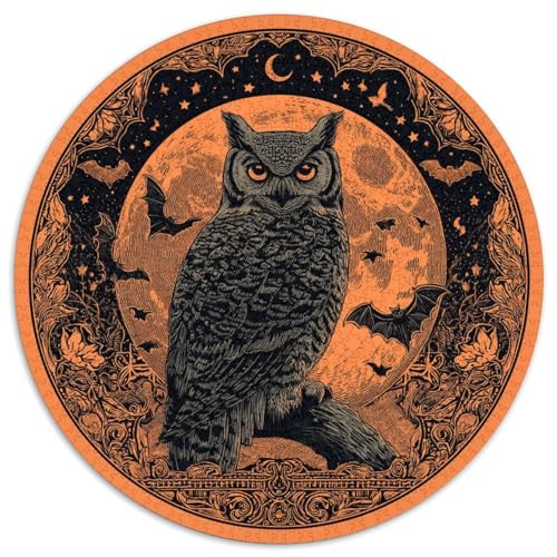 Eule Sitting on The Crescent Mond 1000pcs (67.5x67.5cm) Schwer Puzzle Lernspiel Impossible Herausforderung Spielzeug Für Erwachsene Kinder von kaiyun
