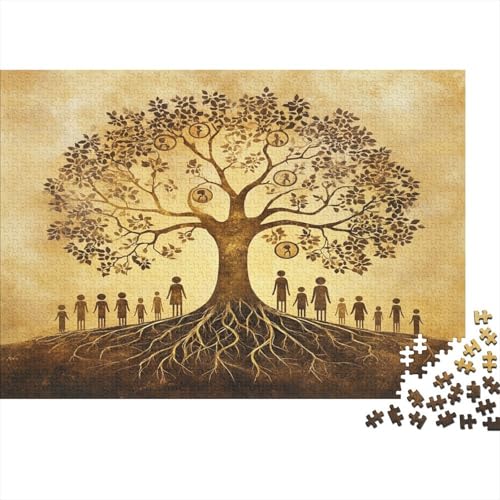 Family Baum 1000pcs (75x50cm) Puzzles, Die Für Erwachsene Und Personen Ab 14 Jahren Geeignet Sind Kreise oder Figuren in warmen Beige- und Brauntönen von kaiyun